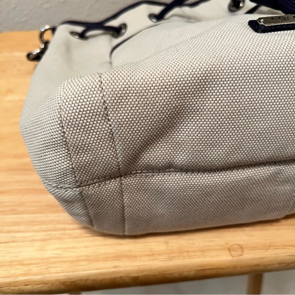 Coach Cream and Navy Blue Drawstring Shoulder Bag - Picture 7 of 12